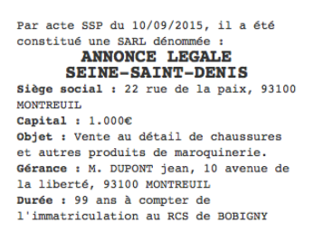 annonce legale seine saint denis